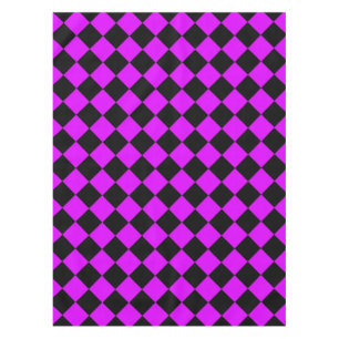 Purple Black Checker Diamond Pattern Tablecloth