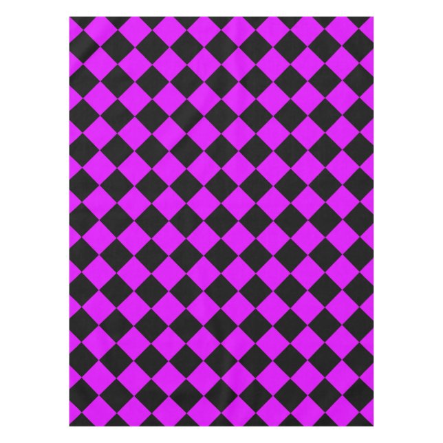 Purple Black Checker Diamond Pattern Tablecloth (Front)