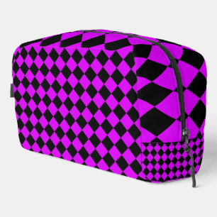 Purple Black Checker Diamond Pattern Toiletry Bag
