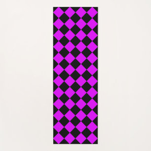 Purple Black Checker Diamond Pattern Yoga Mat