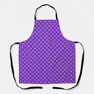 Purple Black Checkerboard Gingham Pattern Apron