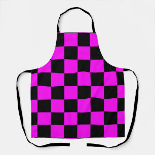 Purple Black Checkered Check Pattern Apron