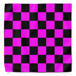 Purple Black Checkered Check Pattern Bandana