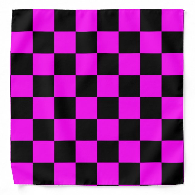 Purple Black Checkered Check Pattern Bandana (Front)