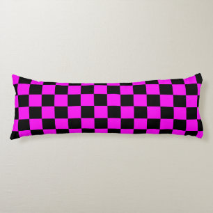 Purple Black Checkered Check Pattern Body Pillow