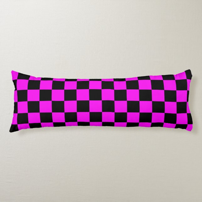 Purple Black Checkered Check Pattern Body Pillow (Front)