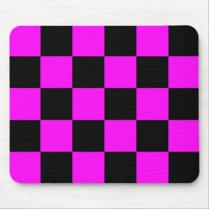 Purple Black Checkered Check Pattern Mouse Pad