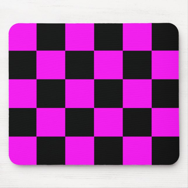 Purple Black Checkered Check Pattern Mouse Pad (Front)