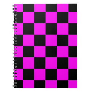Purple Black Checkered Check Pattern Notebook