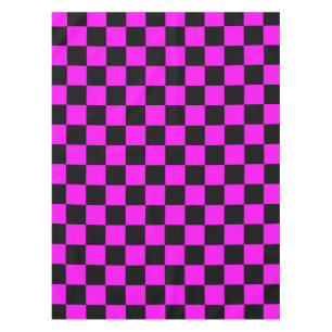 Purple Black Checkered Check Pattern Tablecloth