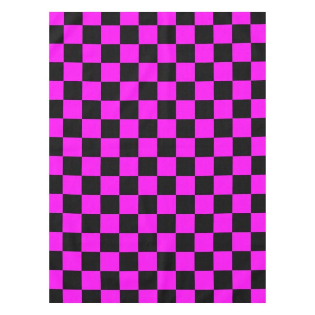 Purple Black Checkered Check Pattern Tablecloth (Front)