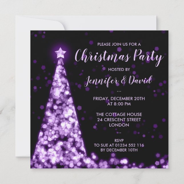 Purple & Black Christmas Holiday Party Invitation (Front)