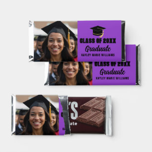 Purple Black Class of 2026 Graduation Photo Hershey Bar Favors