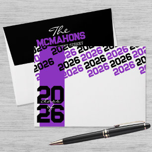 Purple Black Class of + Return Address Graduation Envelope