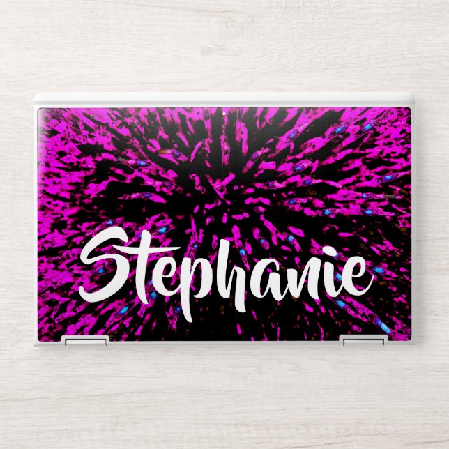 Purple Black Closeup Macro Flower Trendy Floral HP Laptop Skin (Front)
