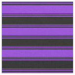 [ Thumbnail: Purple & Black Colored Lines Fabric ]