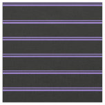 [ Thumbnail: Purple & Black Colored Stripes Pattern Fabric ]