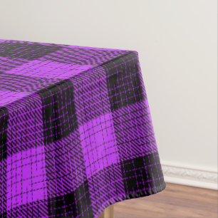 Purple Black Crosshatch Buffalo Check Tablecloth