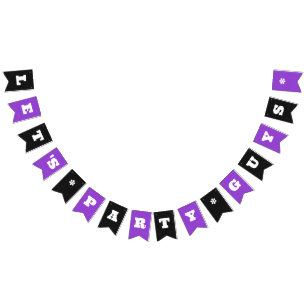 Purple / Black Custom Party or Work Event Any Name Bunting Flags