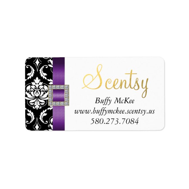 Purple Black Damask Label 1 (Front)