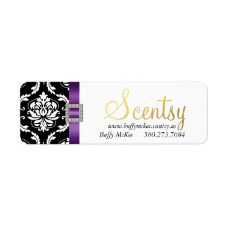 Purple Black Damask Label 2