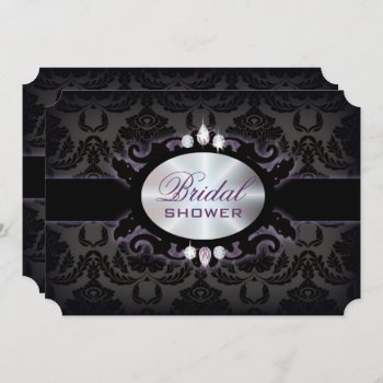 Purple Black Damask Victorian Gothic Bridal Shower Invitation by ThemeWeddingBoutique at Zazzle