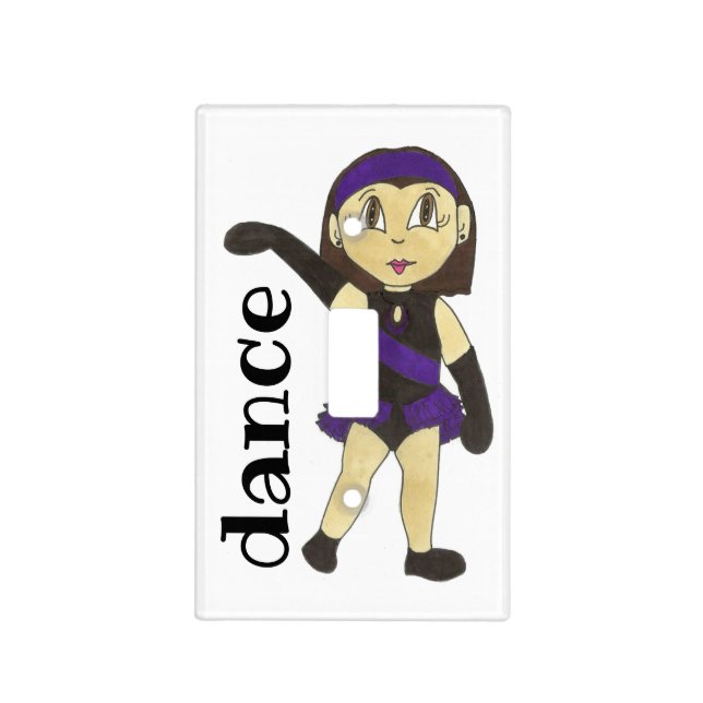 Purple Black Dance Studio School Jazz Dancer Light Switch Cover (Front)