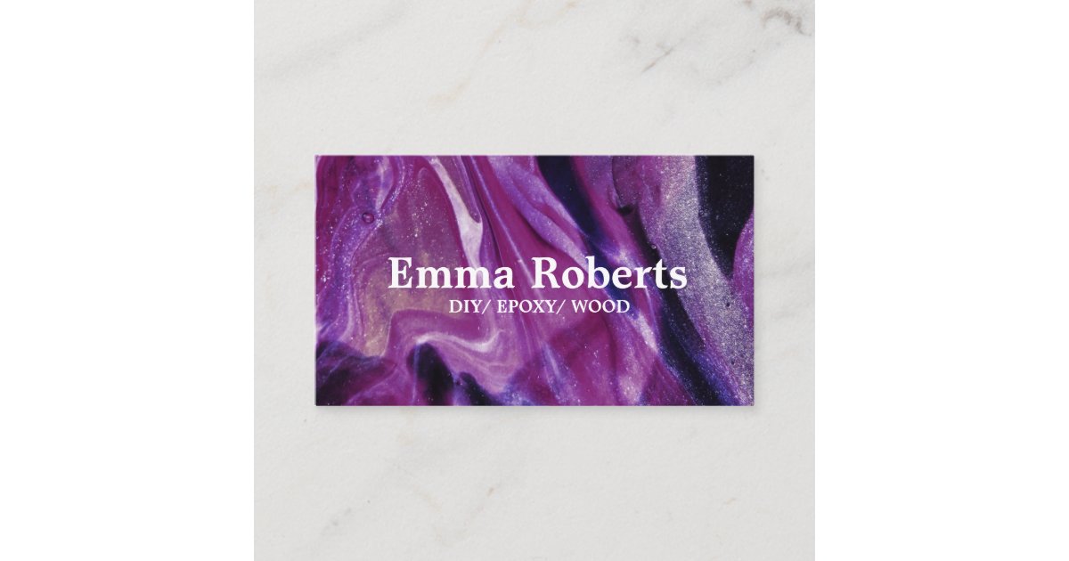 PURPLE BLACK DIY EPOXY WOOD Business card Zazzle