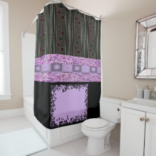 Purple black dot showercurtain shower curtain