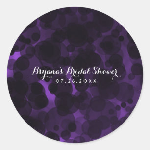 Purple & Black Dots Modern Chic Party Custom Favor Classic Round Sticker