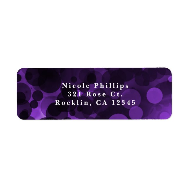 Purple & Black Dots Modern Chic Party Invitation Label (Front)