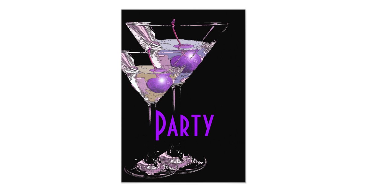 Purple black elegant party card | Zazzle