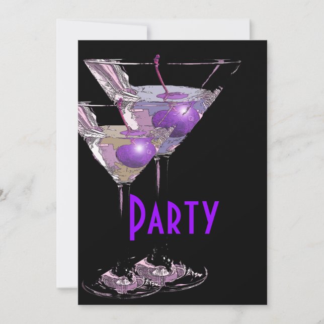 Purple black elegant party invitation (Front)