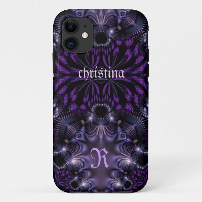 Purple Black Exotic Gothic Custom Name iPhone 5 Case-Mate iPhone Case (Back)
