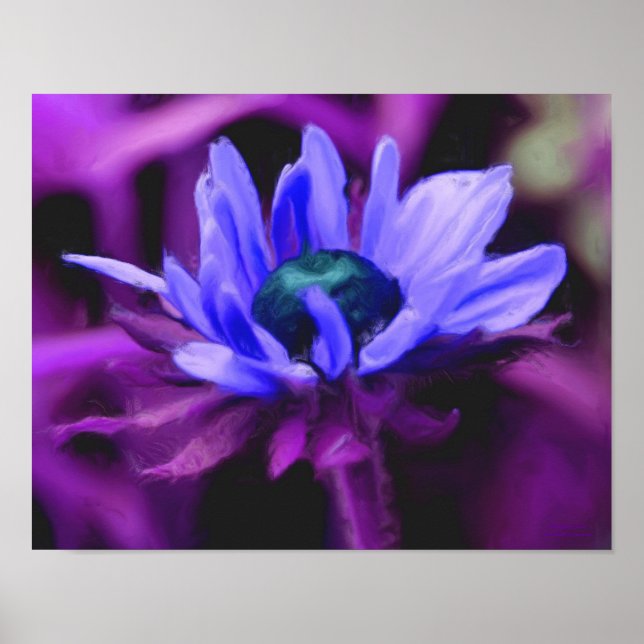 Purple Black Eyed Susan Flower Photo Painting Poster (Front)