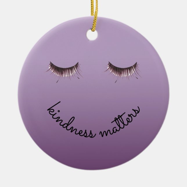 Purple Black Eyelashes Kindness Ceramic Ornament (Front)
