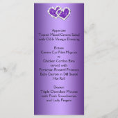 Purple, Black Floral Joined Hearts Menu Card (Back)