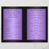 Purple, Black Floral Joined Hearts Wedding Program (Back)