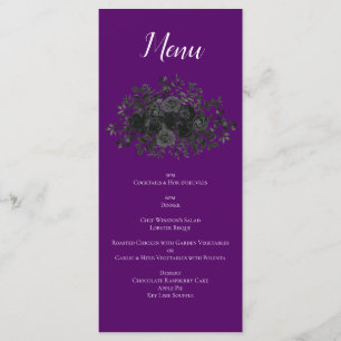 Purple Black Floral Wedding Gothic Menu