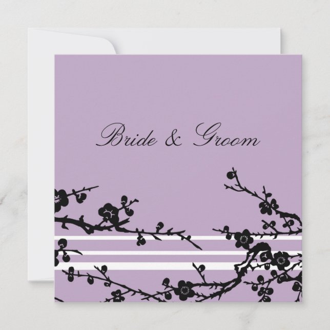 Purple Black Floral Wedding Invitation Card (Front)