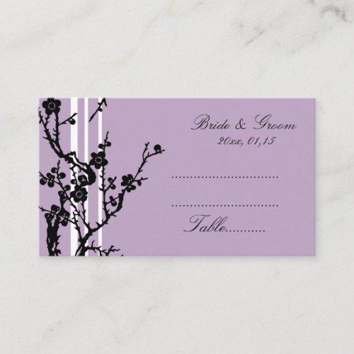 Purple Black Floral Wedding Place Setting Cards Business Card