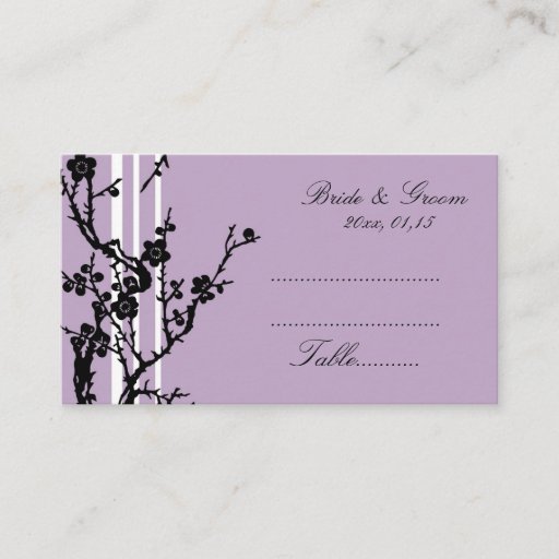 Customizable Purple Black Floral Wedding Place Setting Cards Business Card