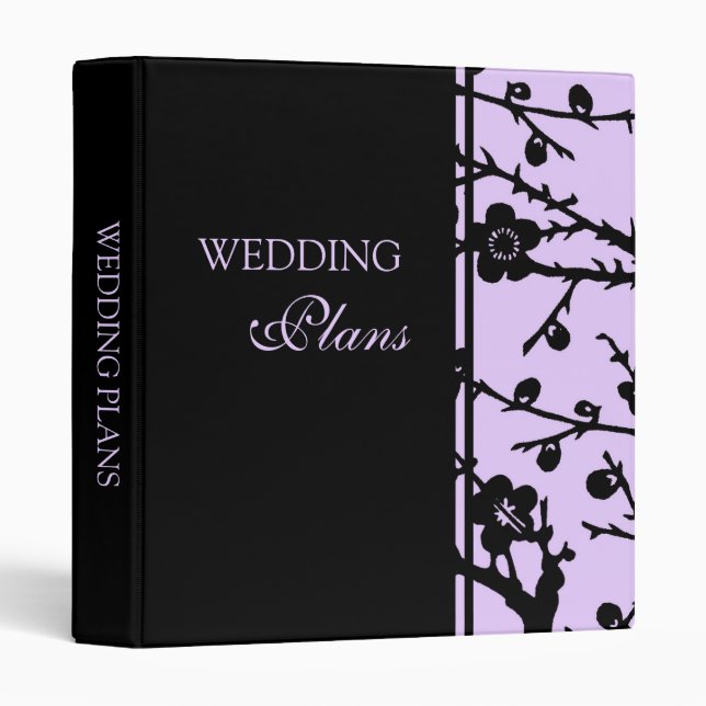 Purple Black Floral Wedding Planning Binder (Front/Spine)