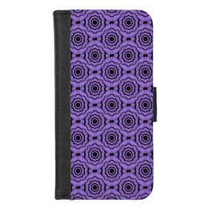 Purple Black Flower Seamless Pattern iPhone 8/7 Wallet Case