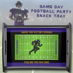 Purple Black Football Game Day Tailgate Party Serving Tray
