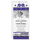 Purple Black Football Ticket Wedding Invite