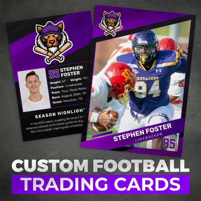 Purple & Black Football Trading Card Custom Logo (Creator Uploaded)