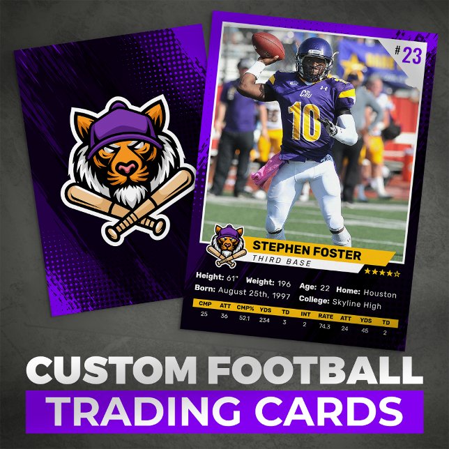 Purple & Black Football Trading Card Player Photo (Creator Uploaded)