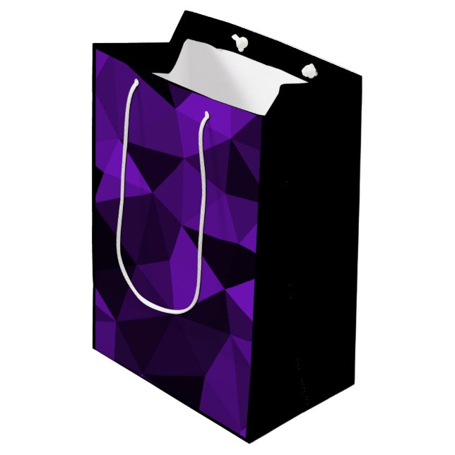 Purple black geometric mesh pattern medium gift bag (Front Angled)
