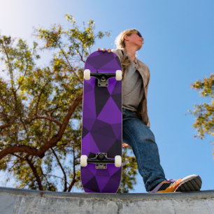 Purple black geometric mesh pattern skateboard